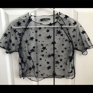 Cropped sheer shirt with stars